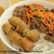crispy imperial rolls and grilled pork with rice vermicelli at French Baguette