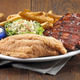 Rib & Catfish Platter at Red Hot & Blue Restaurant