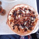Unfotunately, this is a very blurry photo of a very tasty pizze - Mission Fig Pizze at Chocolat