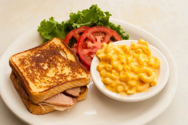 Side of Macaroni and Cheese-$1.79. - Turkey Sandwich on Texas Toast with Lettuce and Tomato at Cokers Barbecue