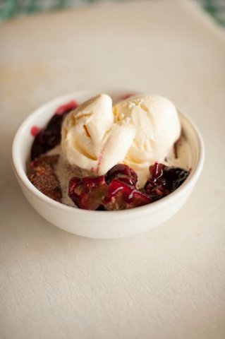 Also available without ice cream for $3.99 - Blackberry Cobbler a la mode at Cokers Barbecue