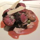 Chargrilled Elk Tenderloin with Pea Mash, Truffle Dressing at Sanford Restaurant